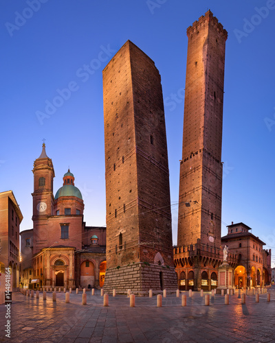 Two Towers and Chiesa di San Bartolomeo in the Morning, Bologna, Emilia-Romagna, Italy