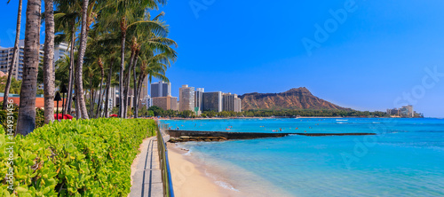 Panoramic view onto Diamond Head in Waikiki Hawaii