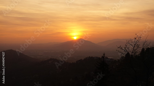 Sunset in Bergamo city (San Vigilio) Italy 