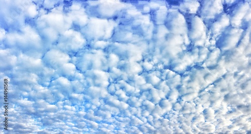 Panorama Altocumulus floccus, Wolken am Abendhimmel