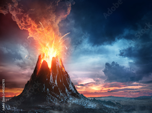Volcanic Mountain In Eruption 