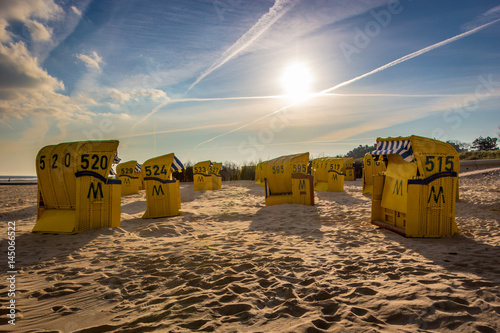 Gelbe Strandkörbe in Duhnen