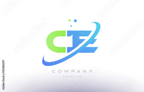 ce c e alphabet green blue swoosh letter logo icon design