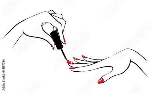 Vector illustration of hands with nailpolish