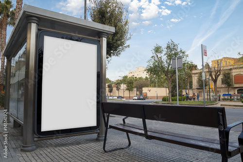 Blank advertisement in a bus shelter, for free promo