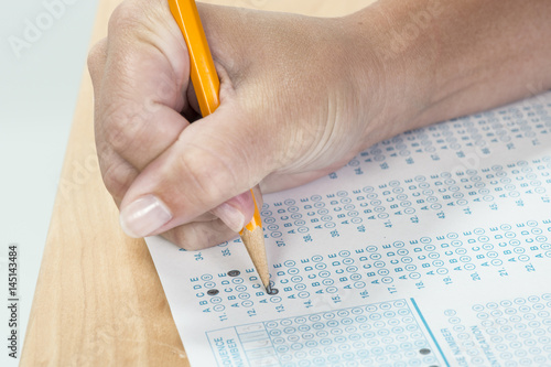 Student bubbling in answers on a standardized test