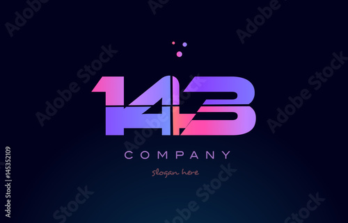 143 pink magenta purple number digit numeral logo icon vector