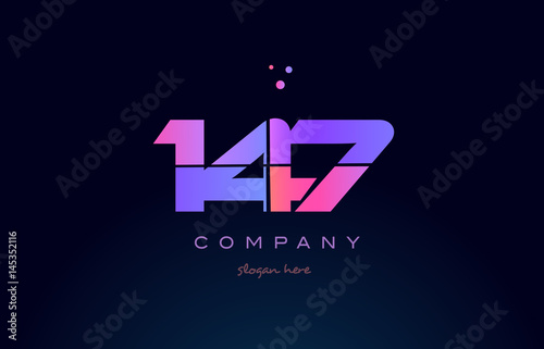 147 pink magenta purple number digit numeral logo icon vector
