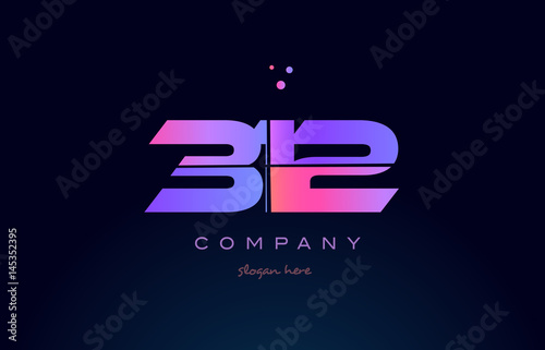 312 pink magenta purple number digit numeral logo icon vector
