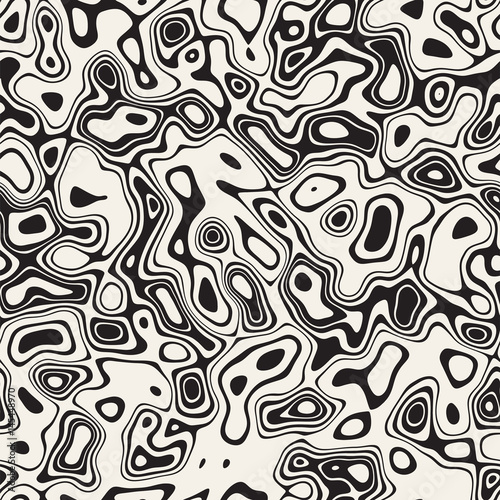 Abstract Retro Background Design. Vector Seamless Black And White Pattern.