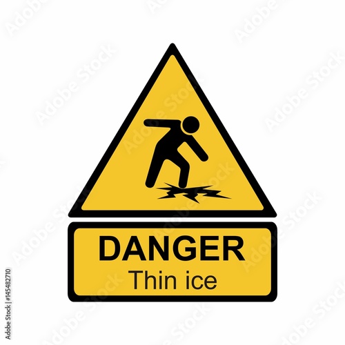 Warning thin ice sign vector design isolated on white background