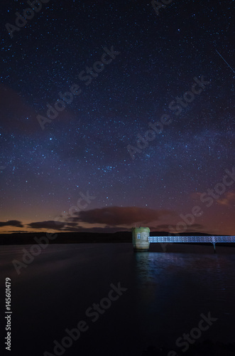 Stars above Fontburn Reservoir / Fontburn Reservoir in Northumberland is a popular place for fishing and walking, seen her under the stars at night