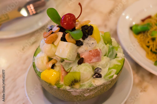 fruit salad in melon