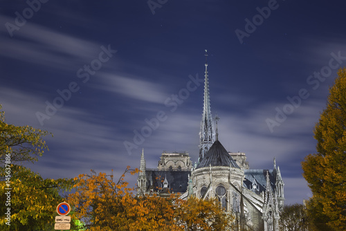 The back end of Notre-Dame at night