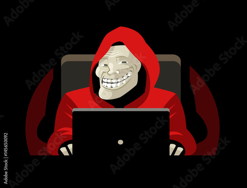 troll face smile using a computer