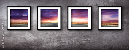 paesaggio tramonto in quattro quadri