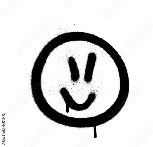 Graffiti jofull emoji sprayed in black on white