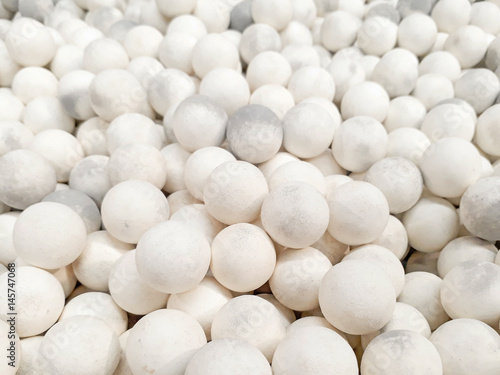 white ceramic balls closeup