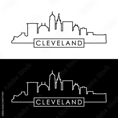 Cleveland skyline. Black linear style.