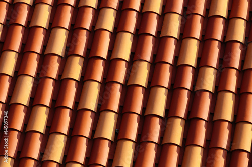 red and yellow Roof tiles on the European house.