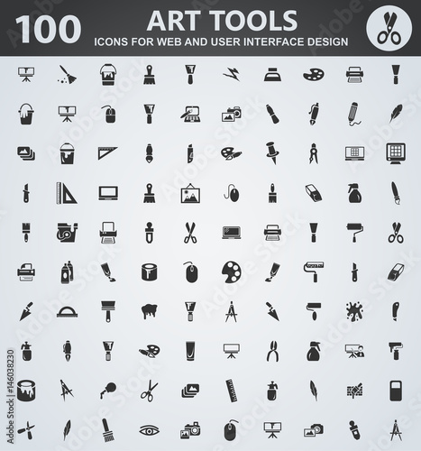 Art tools icons set