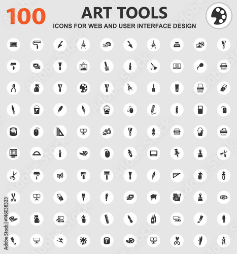 Art tools icons set