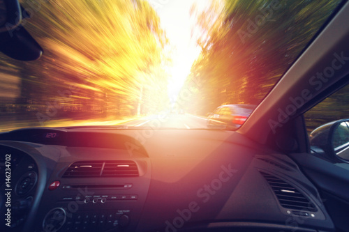 Driving during the day in good weather conditions, overtaking