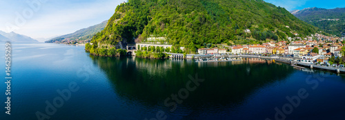 Dongo - Lago di Como (IT) - Vista aerea panoramica del lungolago 