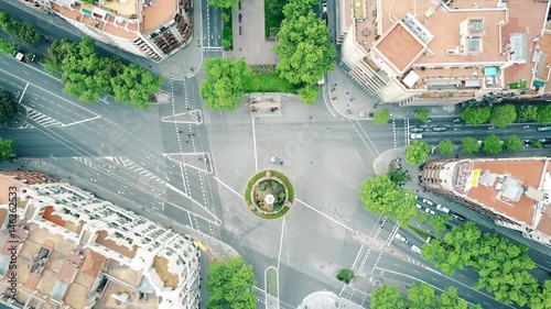 Streets and residential houses in Barcelona, Spain, top view