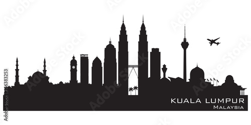 Kuala Lumpur Malaysia city skyline vector silhouette