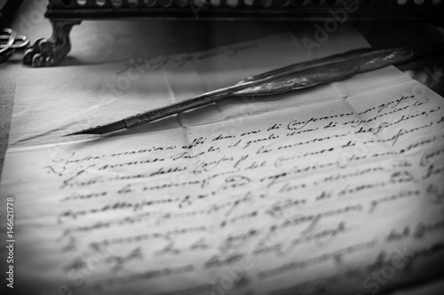 Goose pen and parchment