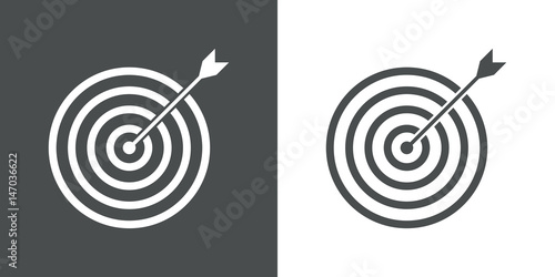 Icono plano diana con flecha gris y blanco