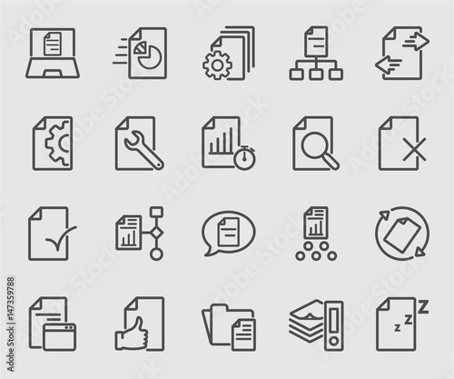 Business of document flow line icon