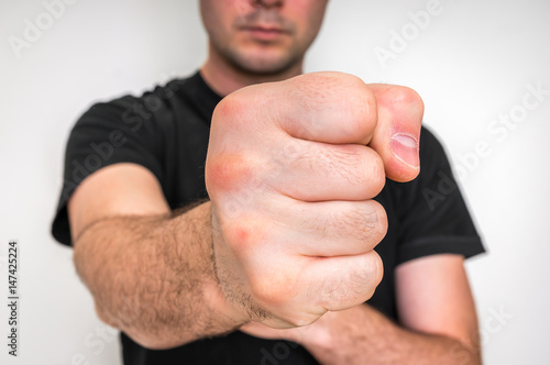 Close-up of clenched fist ready for fight