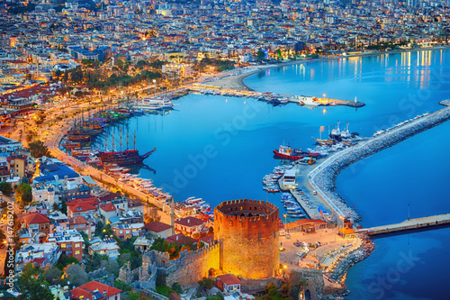 Aerial sunset view of Antalya, Turkey