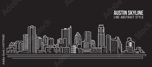 Cityscape Building Line art Vector Illustration design - Austin skyline city