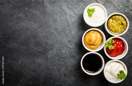 bowls of various dip sauces