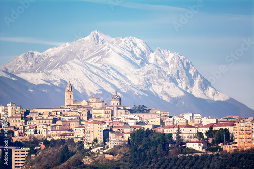 The city of Chieti and behind the mountain of Gran Sasso