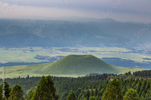 Beautiful landscape of Mount Aso volcano in Kumamoto, Japan