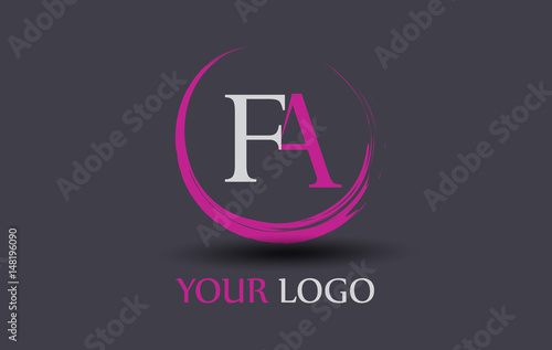 FA Letter Logo Circular Purple Splash Brush Concept.