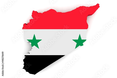 Map of Syria in the national colors of the flag