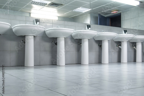 Washbasins with mirrors in public toilet