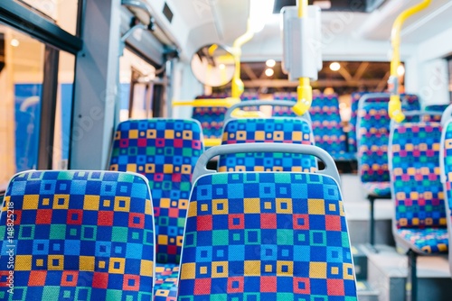 Modern city bus interior and seats