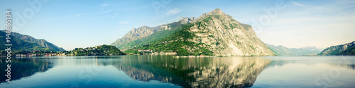 Como Lake panoramic view - green Bellagio peninsula and Crocione mount - Lombardia Italy