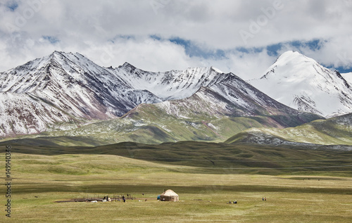 Nomad yurt in the mountain valley of Central Asia