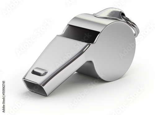 Metal whistle on white background