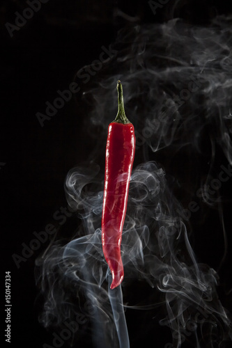 chili pepper in the smoke