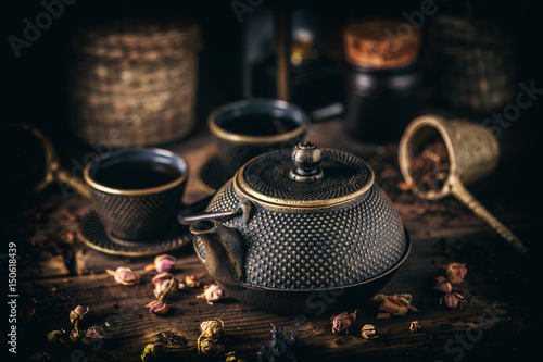 Asian iron tea set