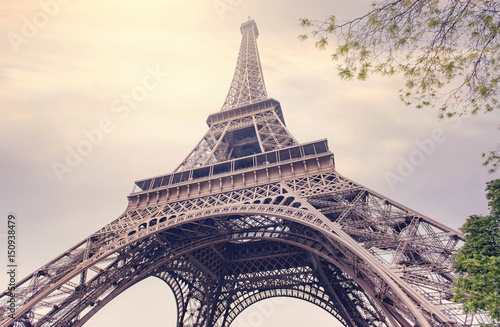 Beautiful Spring evening over Eiffel Tower in Paris