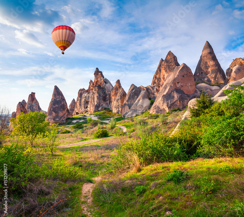 Flying on the balloons early morning in Cappadocia